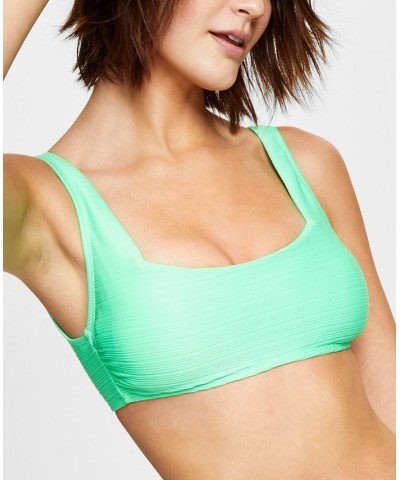 Juniors' Mint Spark Variegated Ribbed Bralette Bikini Top Green $16.80 Swimsuits