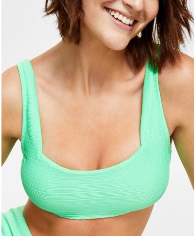 Juniors' Mint Spark Variegated Ribbed Bralette Bikini Top Green $16.80 Swimsuits