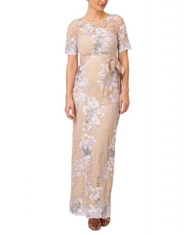 Floral-Embroidered Lace Gown Biscotti Multi $97.99 Dresses