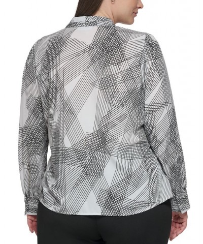 PRINTED LONG SLEEVE V-NECK WITH BUTTON FRONT DETAIL Galaxy/Black $41.42 Tops