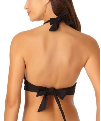 Solid Banded Halter Bikini Top & Bottoms Black $25.52 Swimsuits
