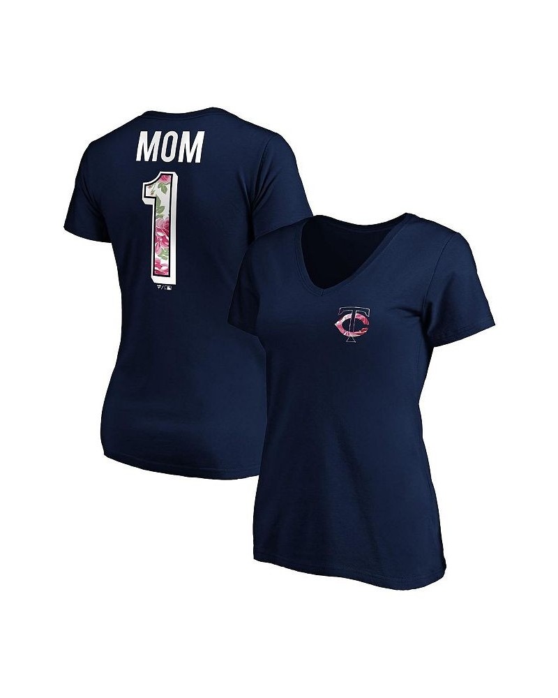 Women's Branded Navy Minnesota Twins Mother's Day Logo V-Neck T-shirt Navy $23.51 Tops