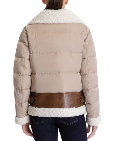 Women's Faux-Shearling Down Puffer Coat Tan/Beige $94.50 Coats