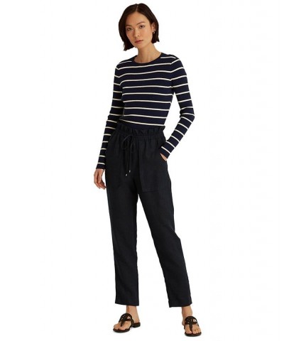 Petite Lightweight Linen Pants Blue $44.55 Pants