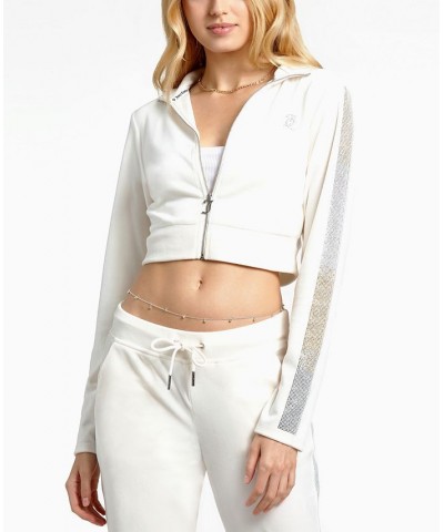 Women's Embellished Zip-Front Hoodie Pebble $54.67 Jackets
