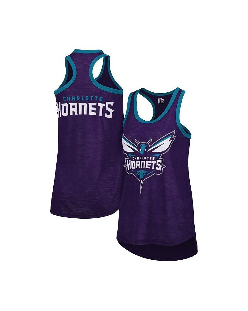 Women's Purple Charlotte Hornets Showdown Scoop-Neck Racerback Tank Top Purple $19.60 Tops