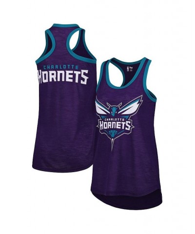 Women's Purple Charlotte Hornets Showdown Scoop-Neck Racerback Tank Top Purple $19.60 Tops