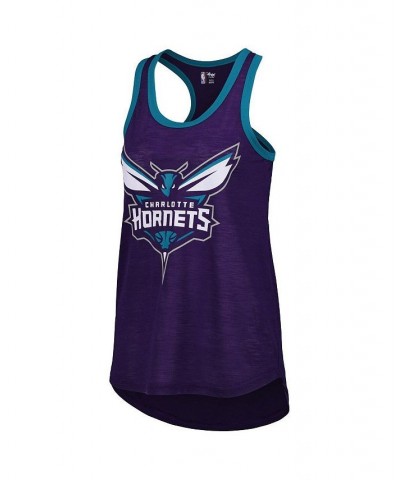 Women's Purple Charlotte Hornets Showdown Scoop-Neck Racerback Tank Top Purple $19.60 Tops