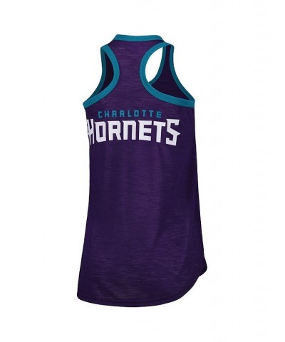 Women's Purple Charlotte Hornets Showdown Scoop-Neck Racerback Tank Top Purple $19.60 Tops