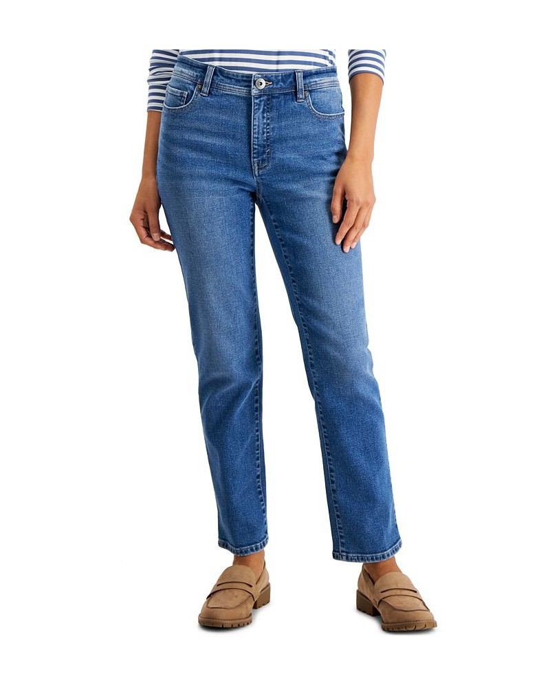 Petite Mid-Rise Natural Straight-Leg Jeans Bandera $14.40 Jeans