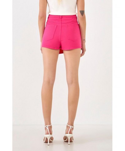 Women's High Waist Color Denim Skort Pink $43.20 Shorts