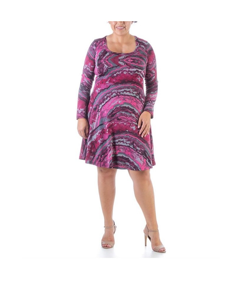 Plus Size Knee Length T-shirt Dress Pink, Gray Multi $17.20 Dresses