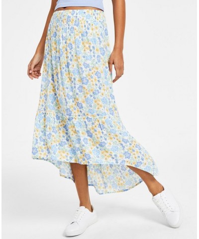 Juniors' High-Low Printed Pull-On Maxi Skirt Blue $10.40 Skirts