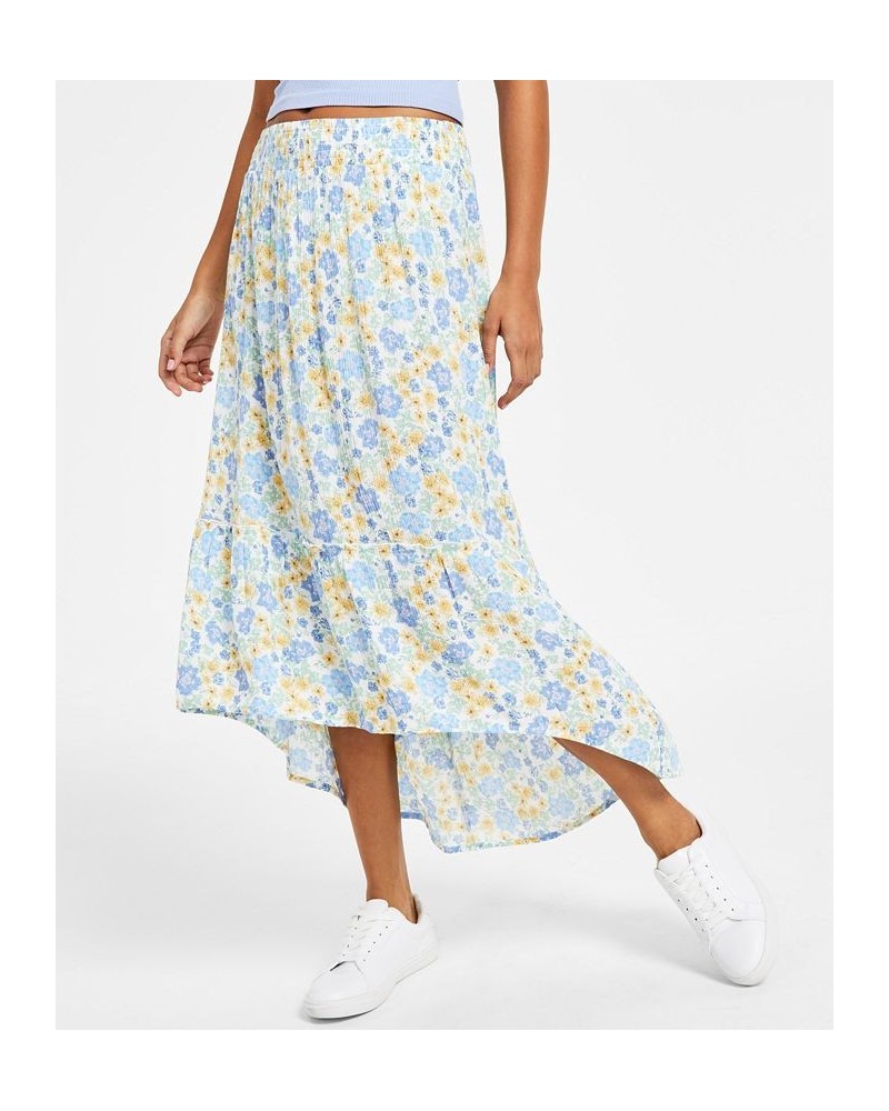 Juniors' High-Low Printed Pull-On Maxi Skirt Blue $10.40 Skirts