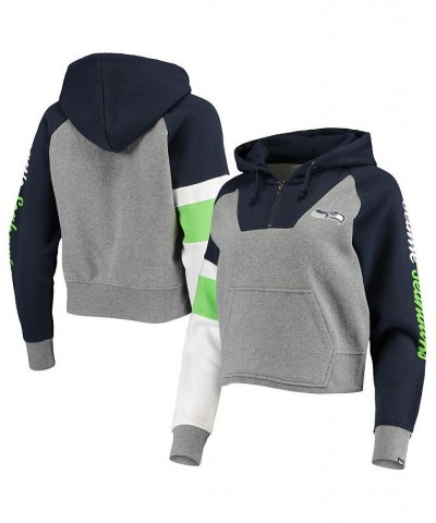 Women's Heathered Gray Navy Seattle Seahawks Color Block Raglan Quarter-Zip Hoodie Heathered Gray, Navy $38.68 Sweatshirts