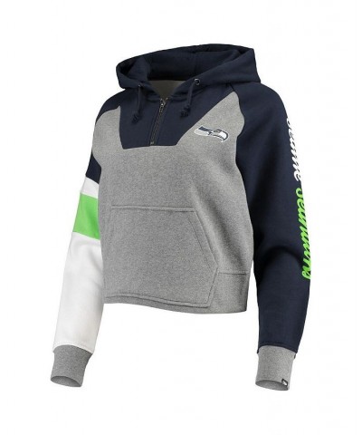 Women's Heathered Gray Navy Seattle Seahawks Color Block Raglan Quarter-Zip Hoodie Heathered Gray, Navy $38.68 Sweatshirts