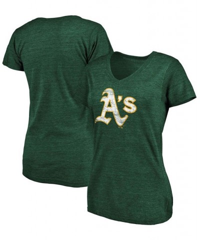 Women's Plus Size Heathered Green Oakland Athletics Core Weathered Tri-Blend V-Neck T-shirt Heather Green $18.90 Tops