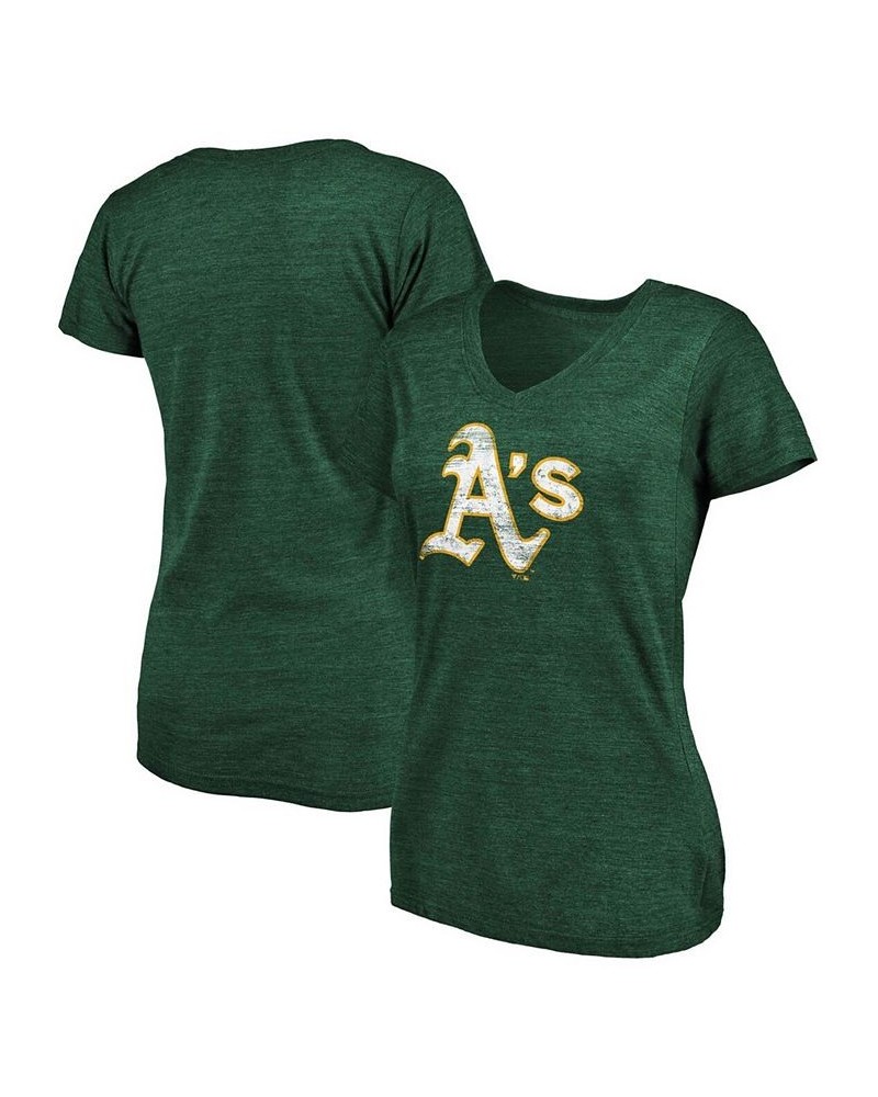 Women's Plus Size Heathered Green Oakland Athletics Core Weathered Tri-Blend V-Neck T-shirt Heather Green $18.90 Tops