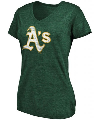 Women's Plus Size Heathered Green Oakland Athletics Core Weathered Tri-Blend V-Neck T-shirt Heather Green $18.90 Tops