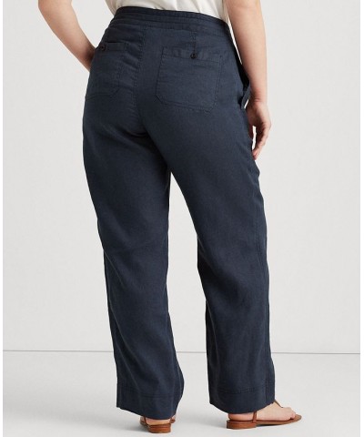 Plus-Size Linen Wide-Leg Pants Lauren Navy $35.70 Pants