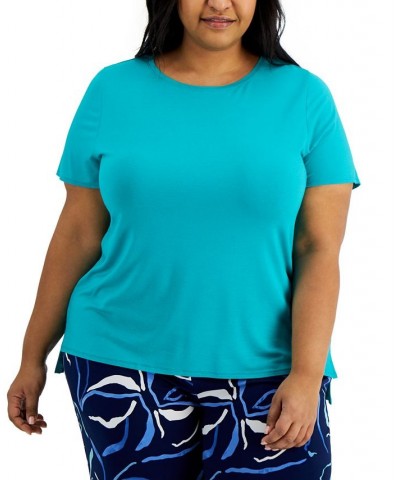 Plus Size Solid T-Shirt Teal Oasis $12.35 Tops