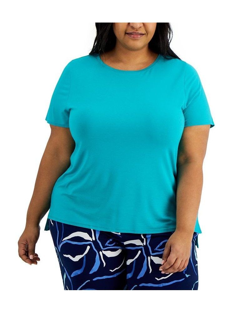 Plus Size Solid T-Shirt Teal Oasis $12.35 Tops