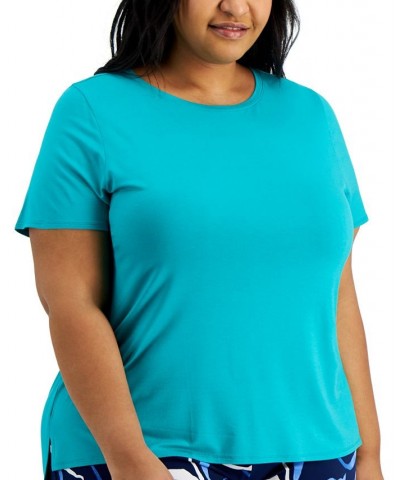 Plus Size Solid T-Shirt Teal Oasis $12.35 Tops