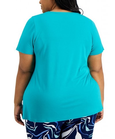 Plus Size Solid T-Shirt Teal Oasis $12.35 Tops