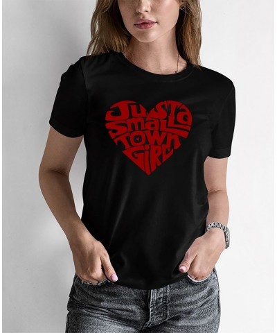 Women's Word Art Just a Small Town Girl T-shirt Black $17.84 Tops