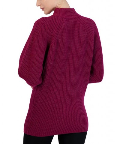 Women's Mock Neck Tunic Sweater Red $66.70 Sweaters