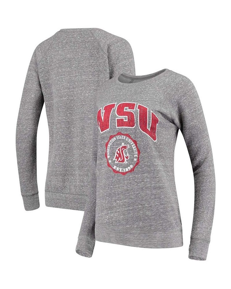 Women's Heathered Gray Washington State Cougars Edith Vintage-Like Knobi Pullover Sweatshirt Heathered Gray $38.24 Sweatshirts