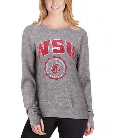 Women's Heathered Gray Washington State Cougars Edith Vintage-Like Knobi Pullover Sweatshirt Heathered Gray $38.24 Sweatshirts