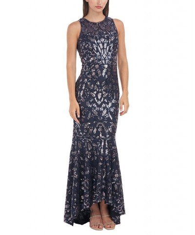Women's Sloane Sequin-Covered Halter-Style Gown Navy Blush $104.30 Dresses
