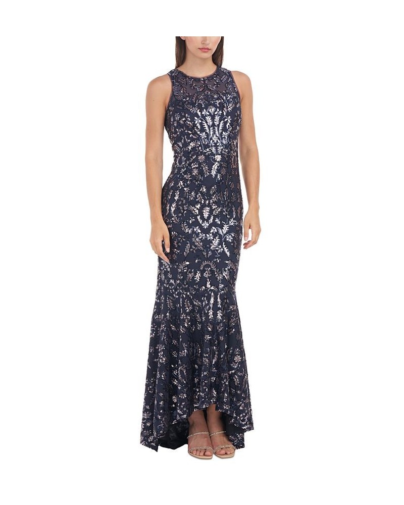 Women's Sloane Sequin-Covered Halter-Style Gown Navy Blush $104.30 Dresses