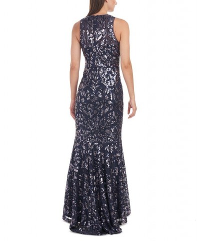 Women's Sloane Sequin-Covered Halter-Style Gown Navy Blush $104.30 Dresses