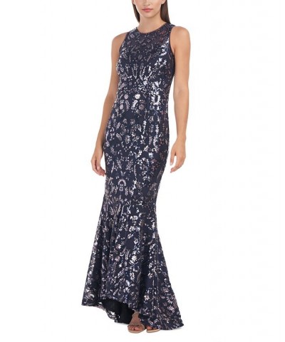 Women's Sloane Sequin-Covered Halter-Style Gown Navy Blush $104.30 Dresses