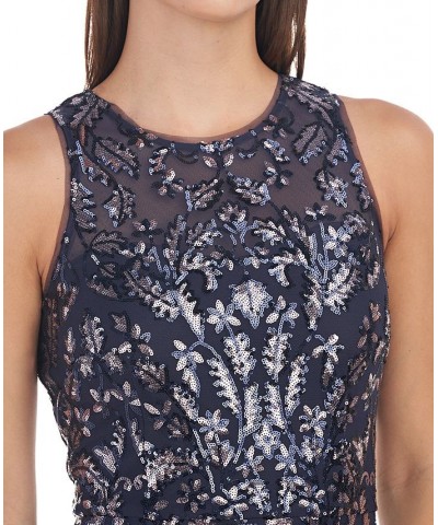 Women's Sloane Sequin-Covered Halter-Style Gown Navy Blush $104.30 Dresses