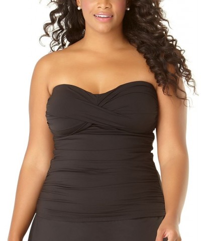 Plus Size Twist-Front Strapless Tankini & Swim Skirt Black Noire $36.90 Swimsuits