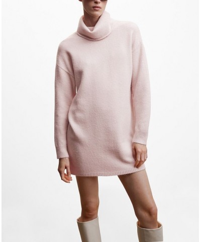 Women's Knitted Turtleneck Dress Pink $36.39 Dresses