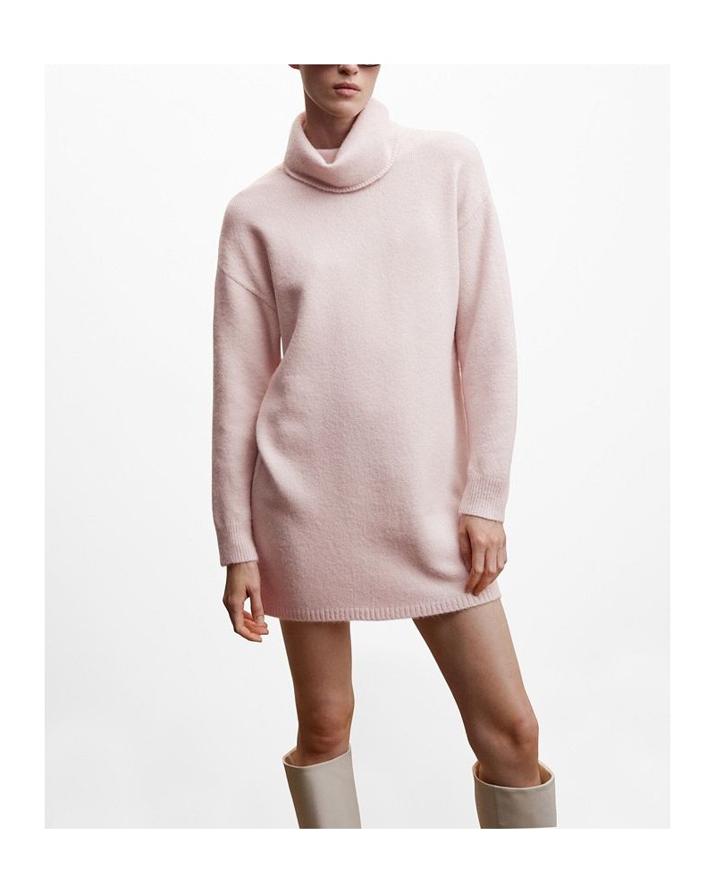 Women's Knitted Turtleneck Dress Pink $36.39 Dresses