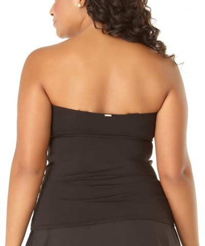 Plus Size Twist-Front Strapless Tankini & Swim Skirt Black Noire $36.90 Swimsuits