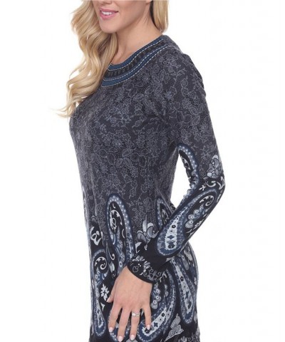 Women's Sandrine Embroidered Sweater Dress Grey $19.67 Dresses