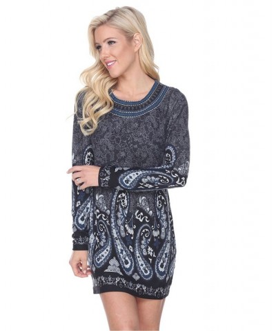 Women's Sandrine Embroidered Sweater Dress Grey $19.67 Dresses