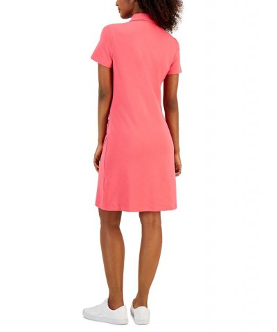 Women's Short Sleeve Pocket Polo Dress Rosette $31.02 Dresses