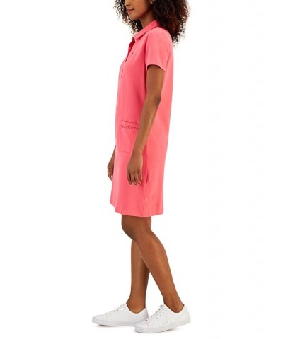 Women's Short Sleeve Pocket Polo Dress Rosette $31.02 Dresses