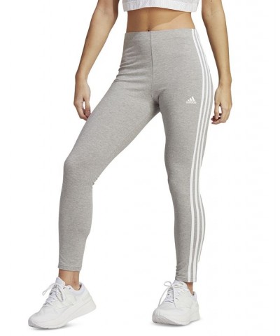 Women's Essentials High-Waist 3-Stripes Jersey Leggings Gray $18.00 Pants