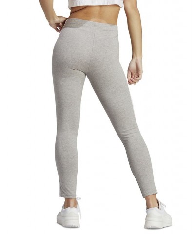 Women's Essentials High-Waist 3-Stripes Jersey Leggings Gray $18.00 Pants