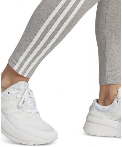 Women's Essentials High-Waist 3-Stripes Jersey Leggings Gray $18.00 Pants