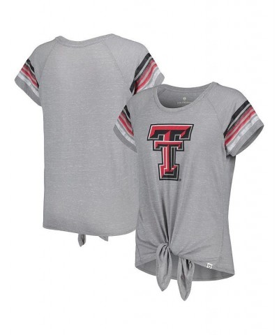 Women's Heathered Gray Texas Tech Red Raiders Boo You Raglan Knotted T-shirt Heathered Gray $24.29 Tops