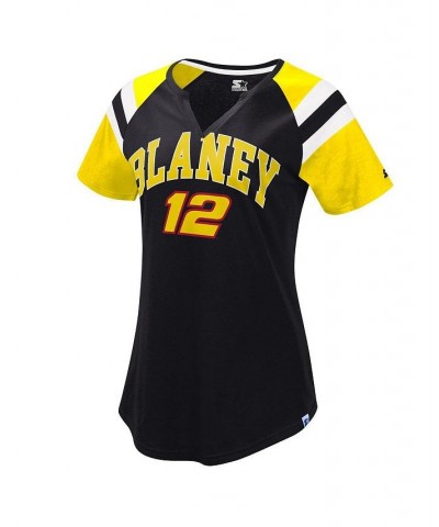Women's Black Yellow Ryan Blaney Game On Notch V-Neck T-shirt Black, Yellow $18.48 Tops